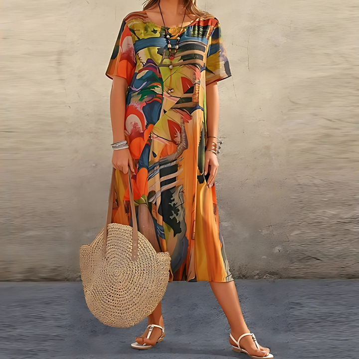 Corinne | Colorful flowy midi summer dress