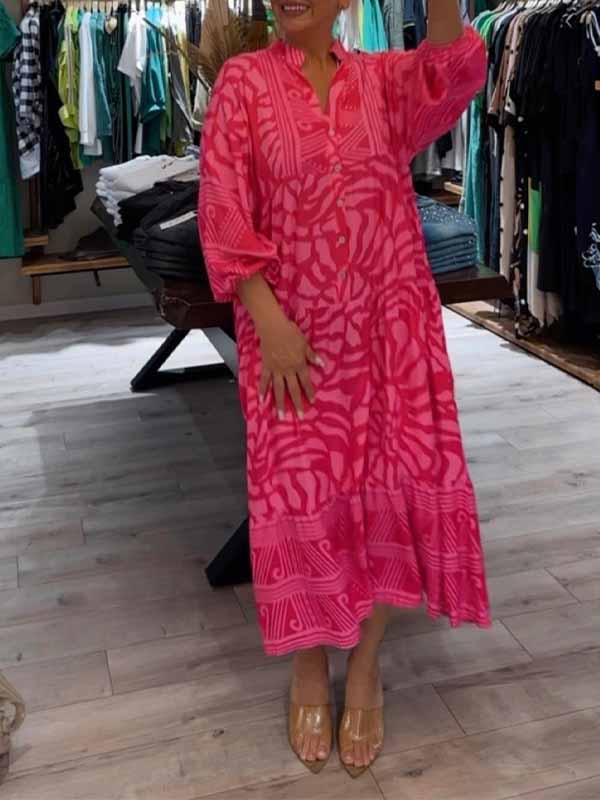 Solenya™ | Printed V-Neck Dress