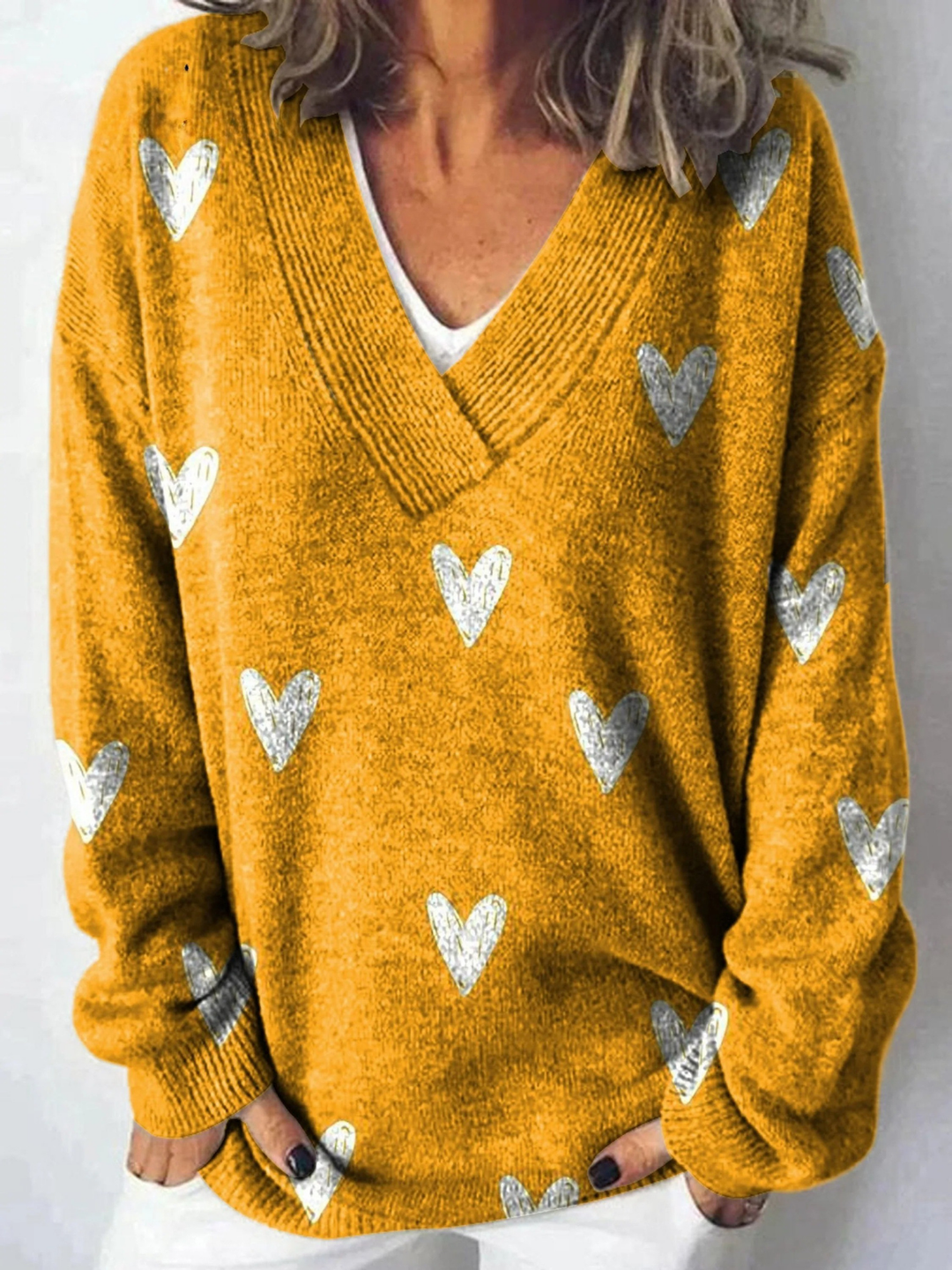 Alviera™ | Lovely Hearts Knit Pullover Sweater