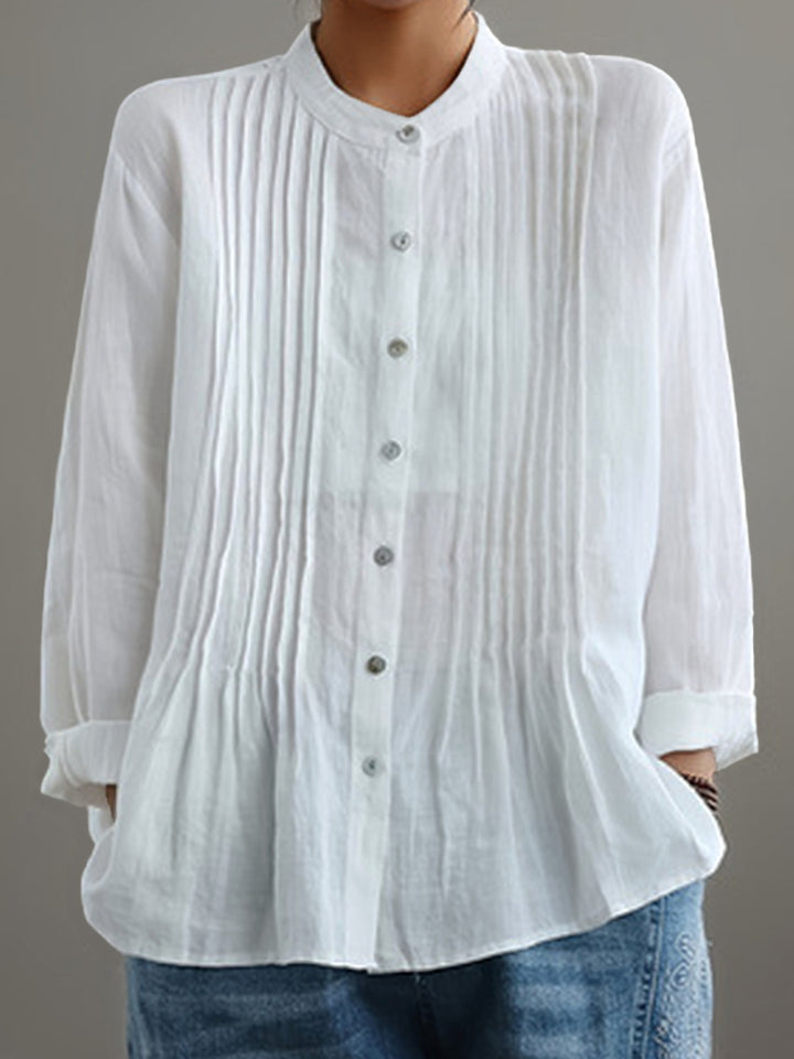 Elowen™ | Timeless Pleated Linen Shirt