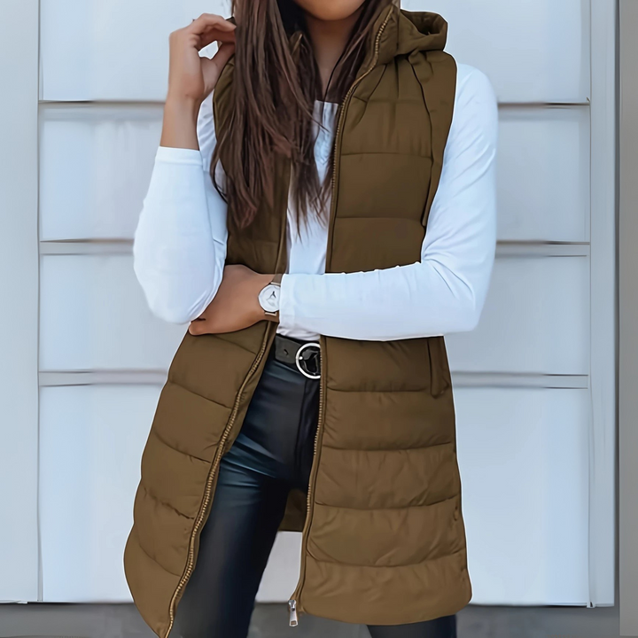 Raenelle™ | Casual Sleeveless Hood Long Puffer Vest