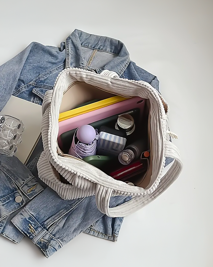 Serafina™ – Ribbed Tote Bag with Cord Detail