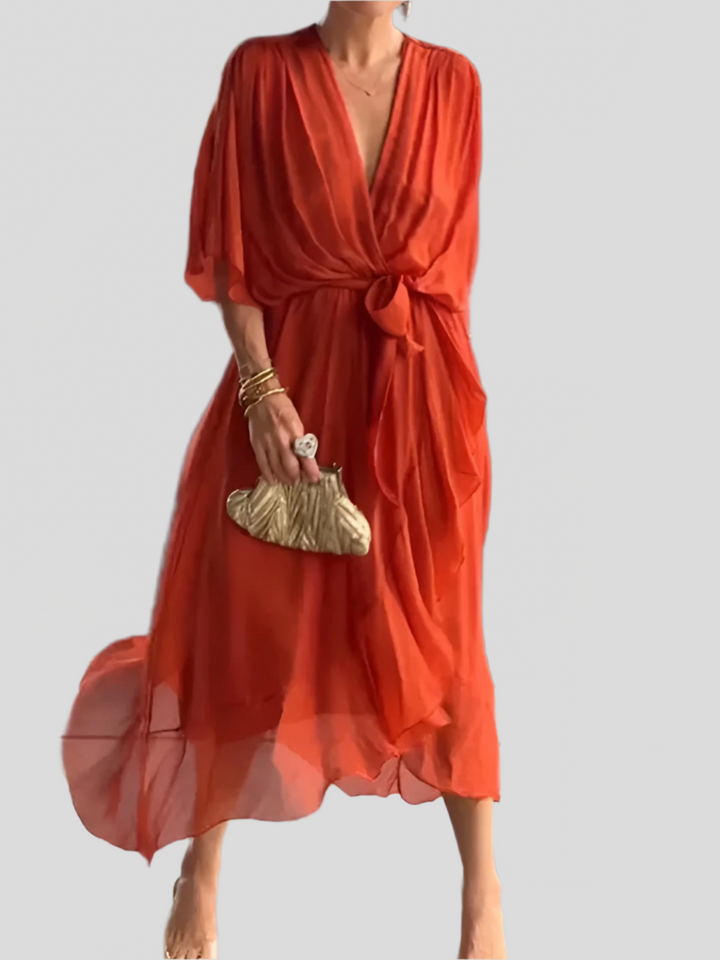 Adriana™ | Flowy Silk Midi Dress