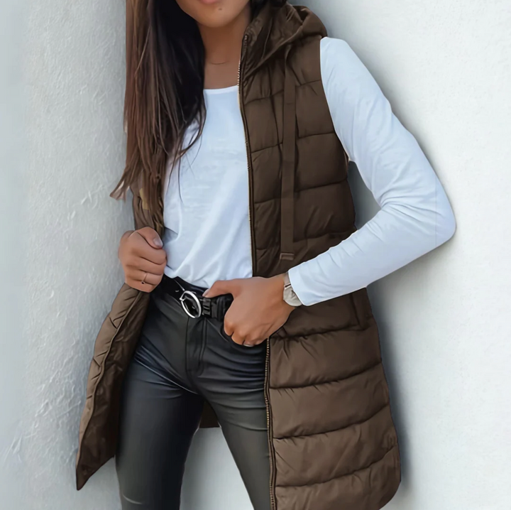 Raenelle™ | Casual Sleeveless Hood Long Puffer Vest