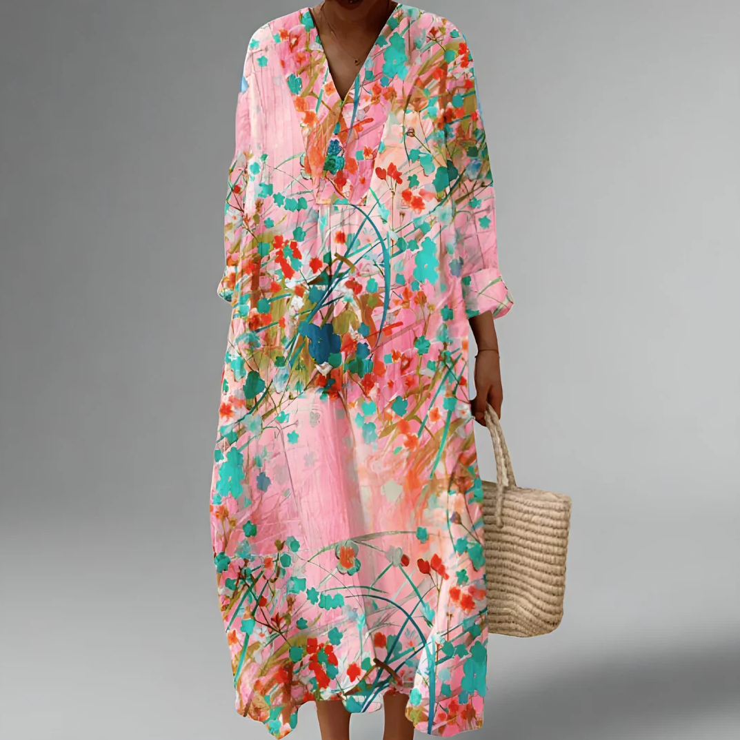 Isabella™ | Soft Blush Floral Flow Dress