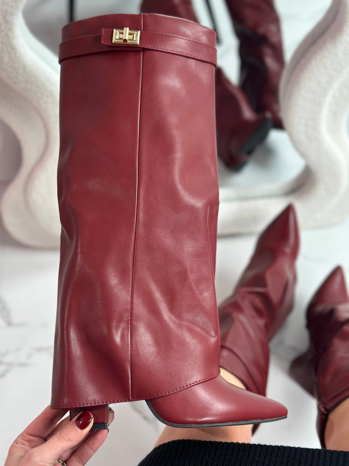 ELOIS™ - Burgundy Leather Boots