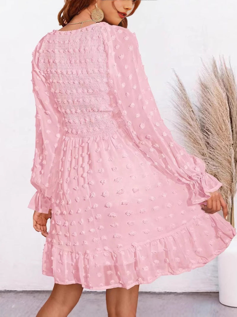 SUZANNE™ - Elegant Smocked Swiss Dot Mini Dress