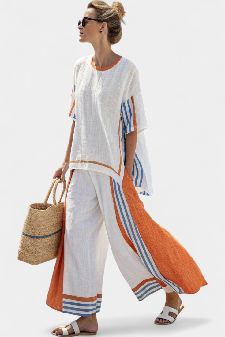 Elena™ | Bamboo Linen Stripe Set