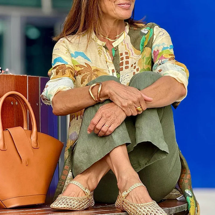 Evelina™ | Longline Printed Blouse