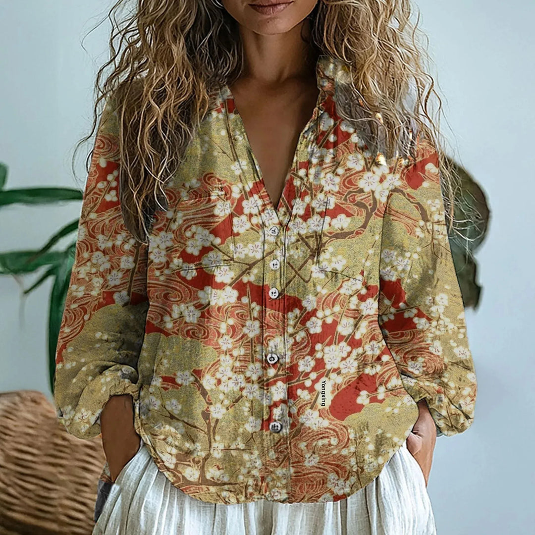 Alberine™ | Elegant Slim Fit Linen-Blend Blouse