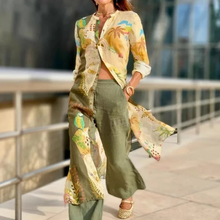 Evelina™ | Longline Printed Blouse