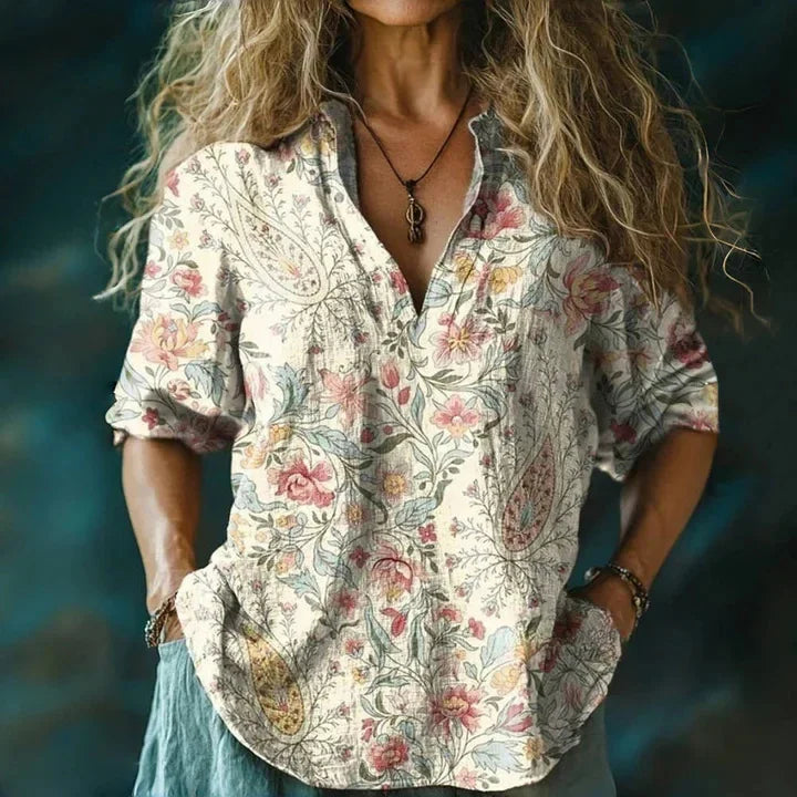 Aurelia⢠| Printed Cotton Long-Sleeve Shirt