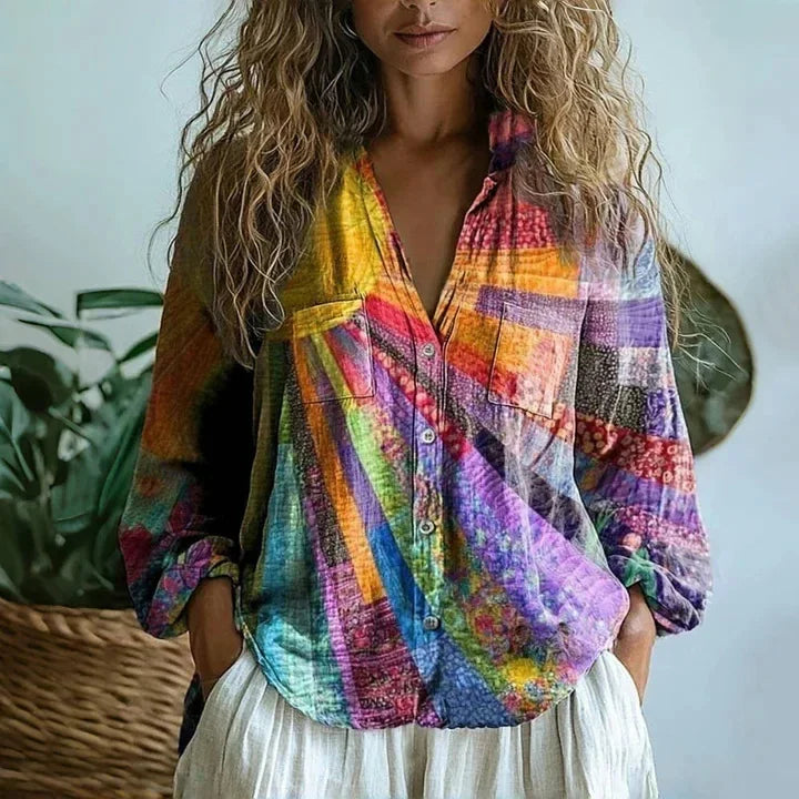 Aurelia⢠| Printed Cotton Long-Sleeve Shirt