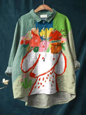 Sofia® | Blouse with Floral and Dog Print