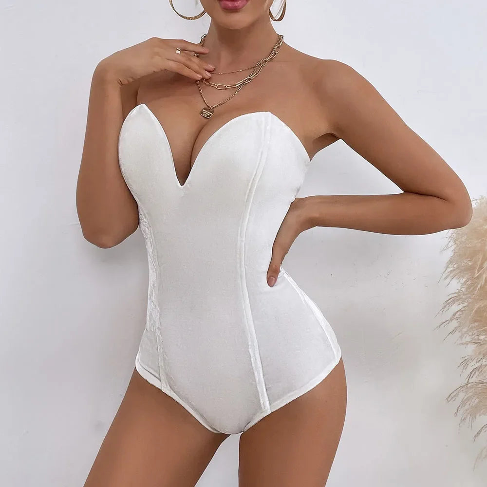 DONNA™ – Elegant Velvet Corset Bodysuit
