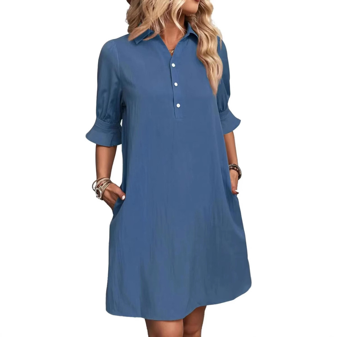 Elina™ | Casual Button Down Shirt Dress
