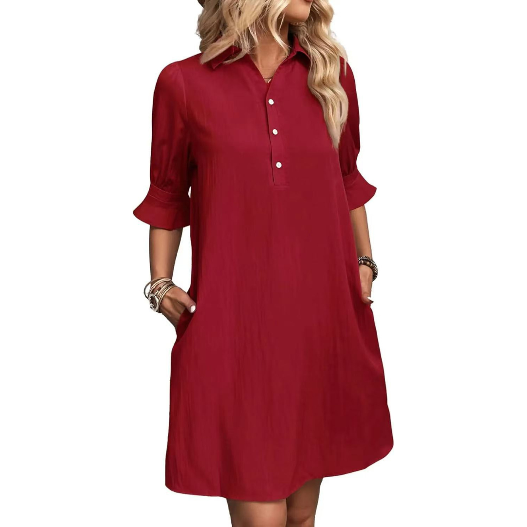 Elina™ | Casual Button Down Shirt Dress