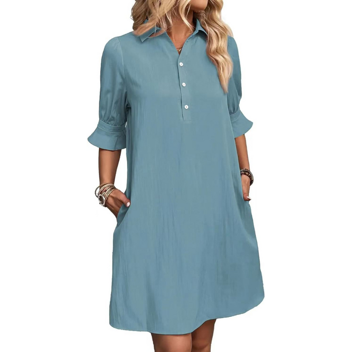 Elina™ | Casual Button Down Shirt Dress