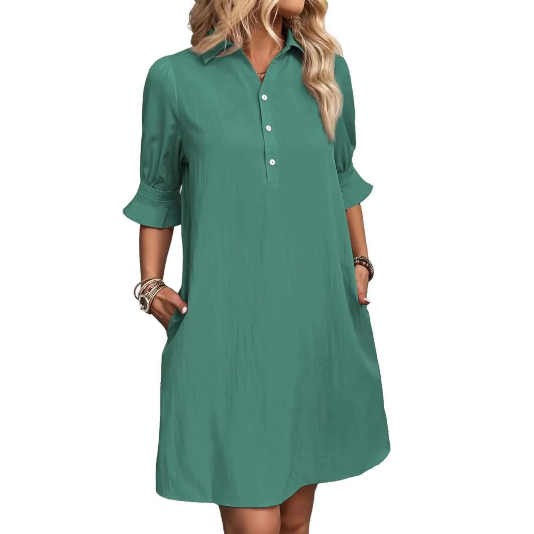Elina™ | Casual Button Down Shirt Dress