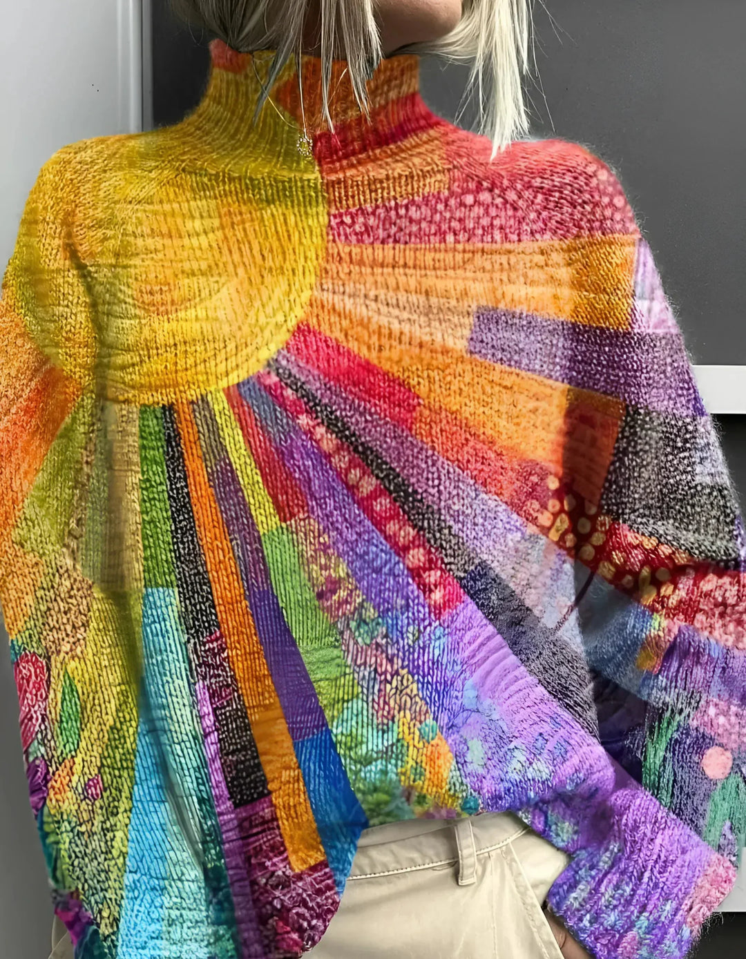 Aurivelle™ | Vibrant & Colorful Turtleneck Sweater
