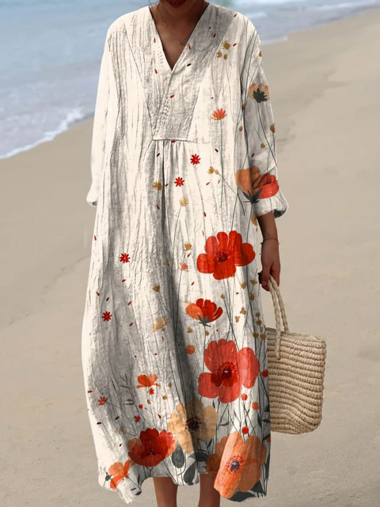 Women's Lovely Floral Pattern Art Print Dress