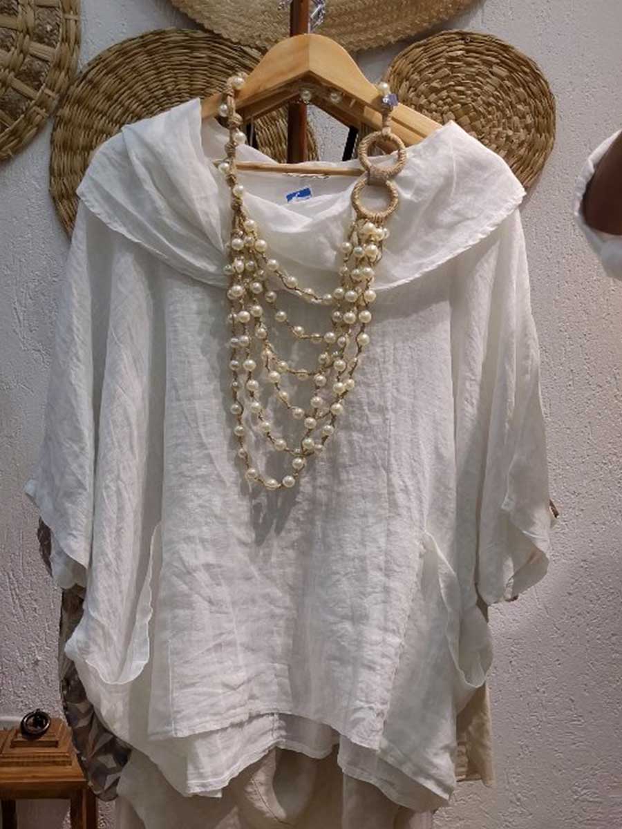 Isolde™ | Draped Linen Pocket Top