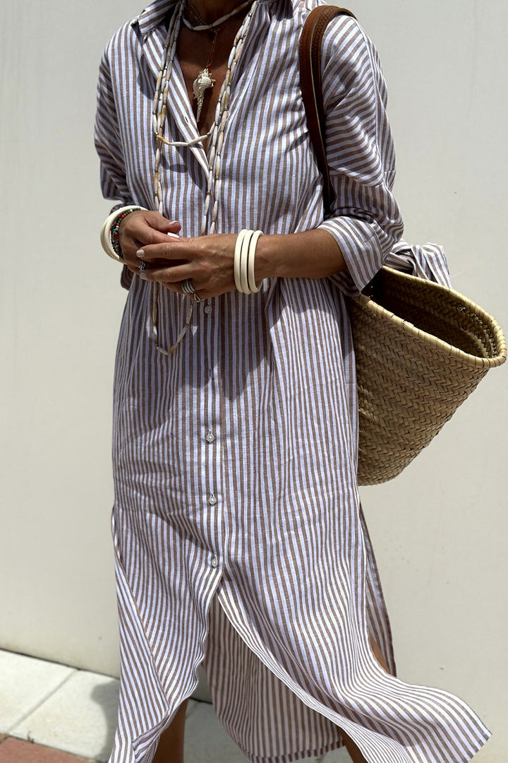 Evellia™ | Striped Everyday Shirt Dress