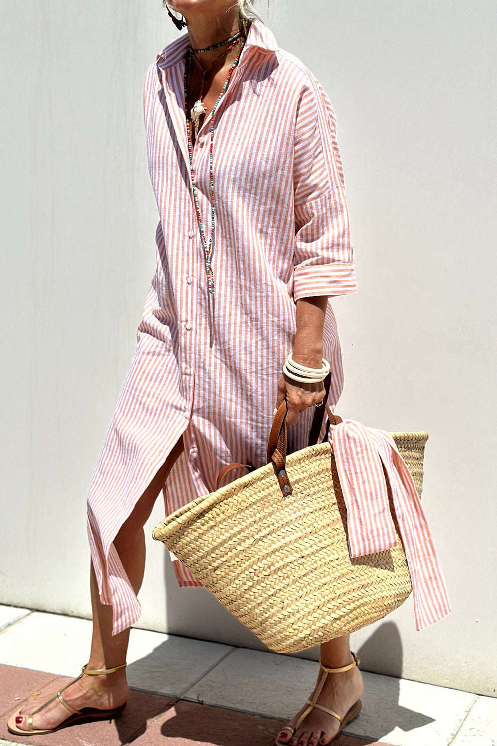 Evellia™ | Striped Everyday Shirt Dress