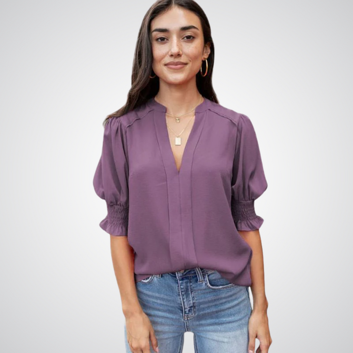 MONICA™ – Chic V-Neck Blouse