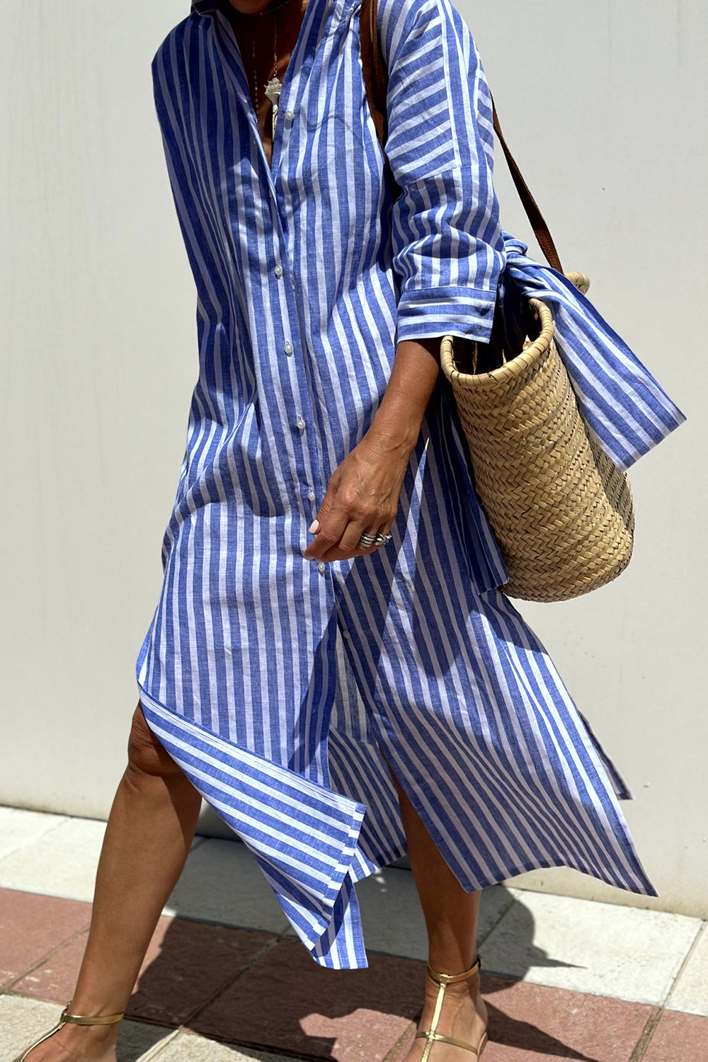 Evellia™ | Striped Everyday Shirt Dress