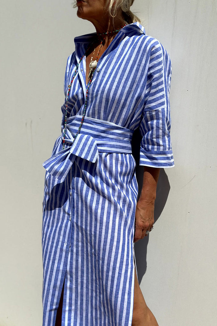Evellia™ | Striped Everyday Shirt Dress