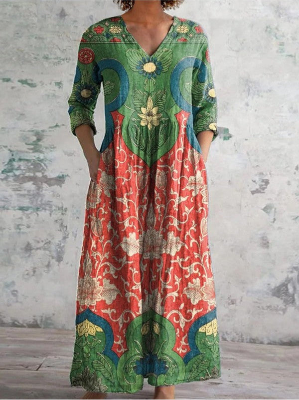 Celorine™ | Vintage Floral Maxi Dress