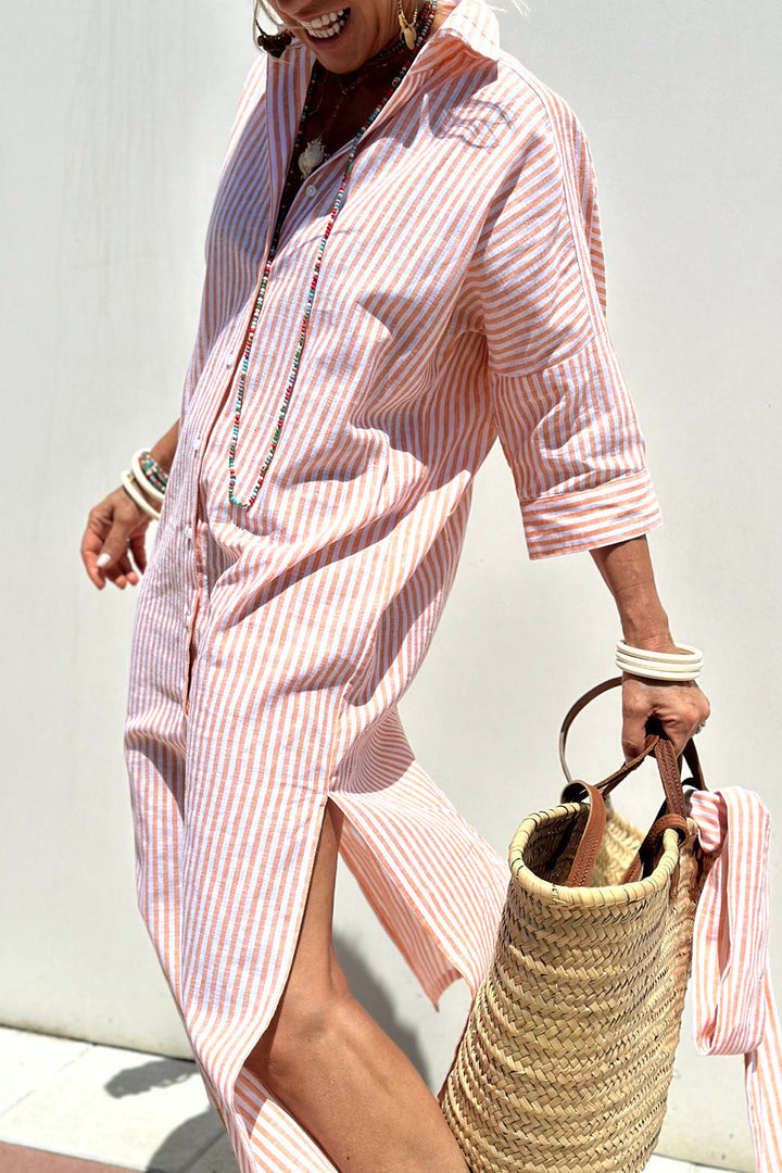 Evellia™ | Striped Everyday Shirt Dress