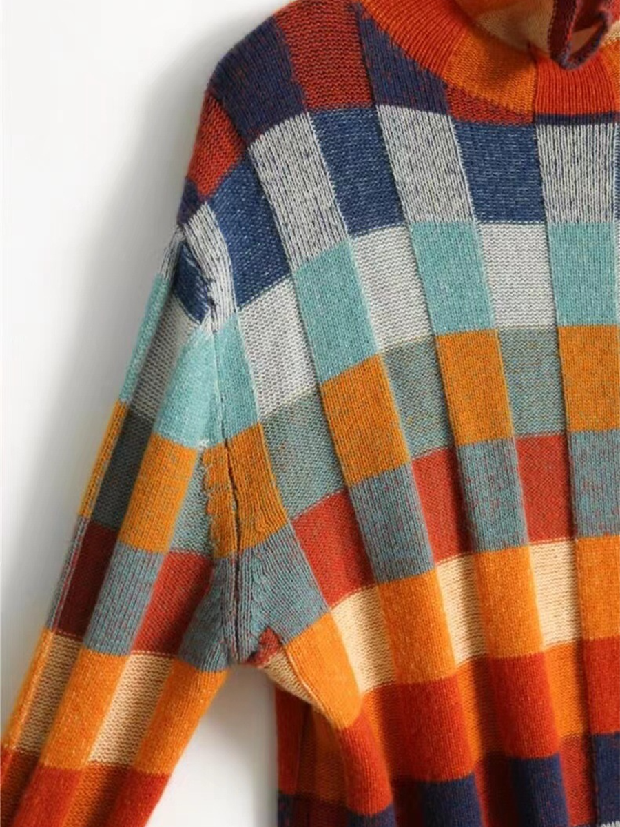 Isolde™ | Vintage Checkerboard Wool Knit Top