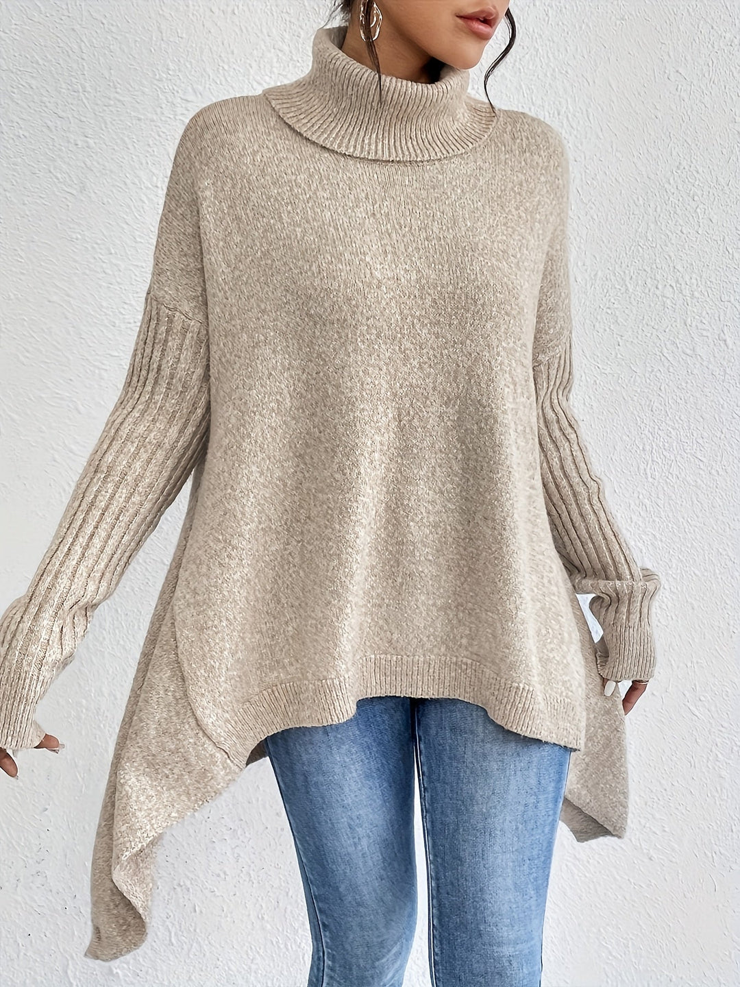 Milena - Casual Long Sleeve High Neck Sweater