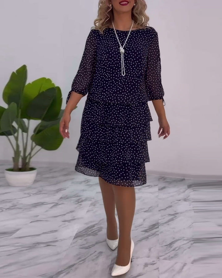 Lorraine - Elegant Chic Polka Dot Tiered Dress
