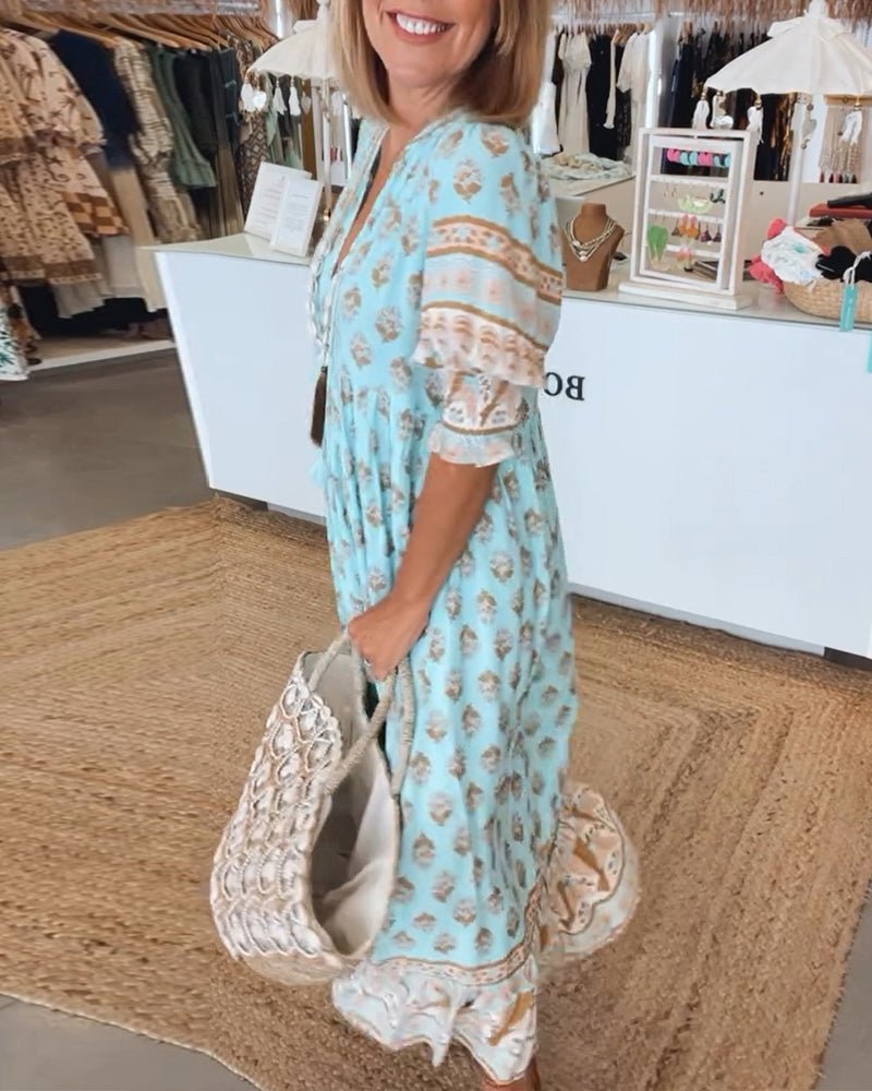 Naelora™ | Boho Tassel Midi Dress