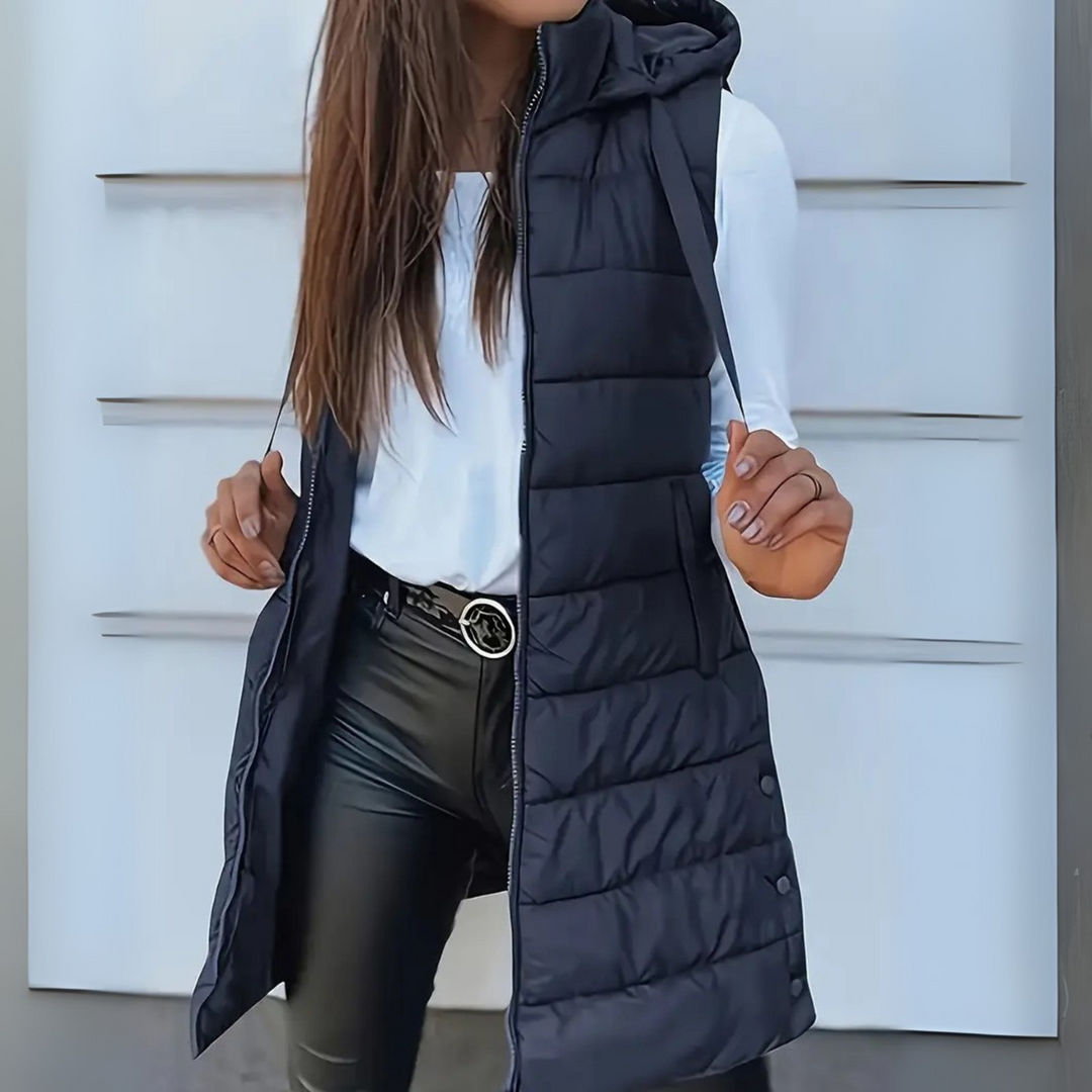 Raenelle™ | Casual Sleeveless Hood Long Puffer Vest