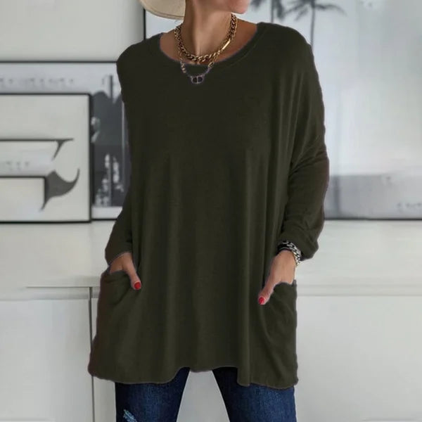 Maelia™ | Relaxed Long Sleeve Top – Effortless Comfort Meets Everyday Style