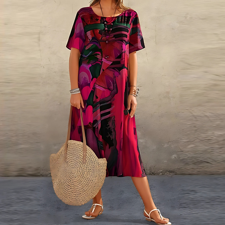 Corinne | Colorful flowy midi summer dress