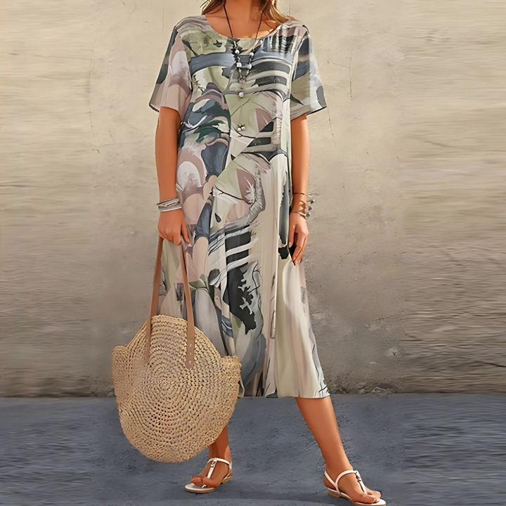 Corinne | Colorful flowy midi summer dress