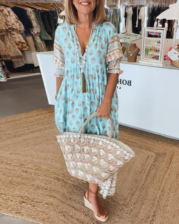 Naelora™ | Boho Tassel Midi Dress