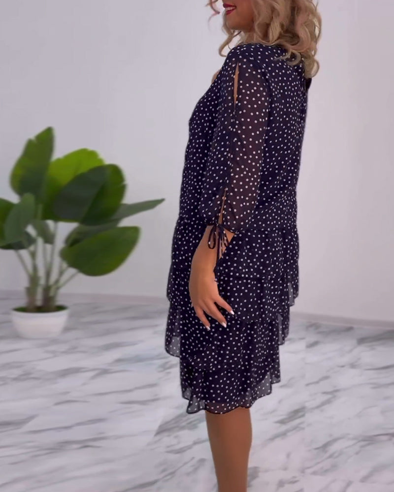 Lorraine - Elegant Chic Polka Dot Tiered Dress