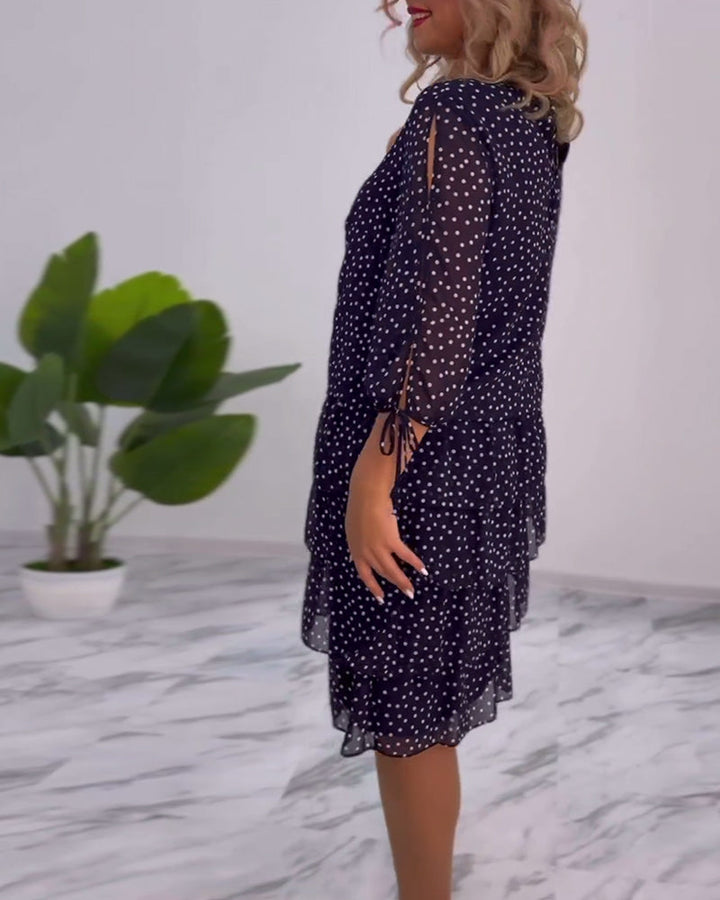 Lorraine - Elegant Chic Polka Dot Tiered Dress