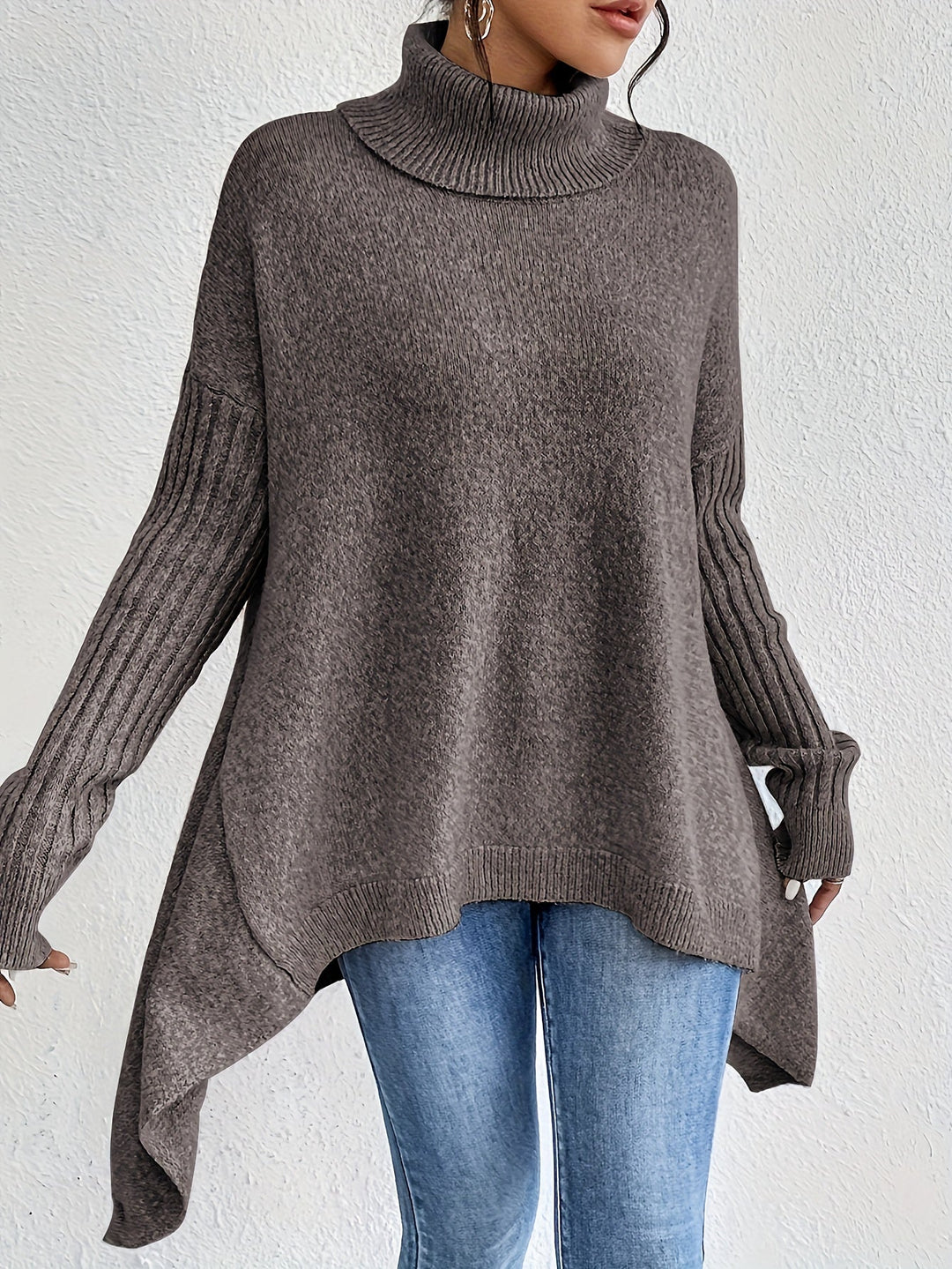 Milena - Casual Long Sleeve High Neck Sweater
