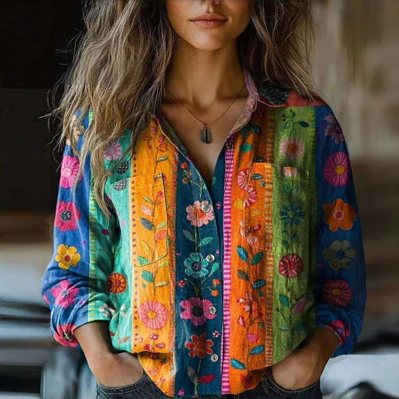 Monika™ | Vintage Printed Spring Blouse