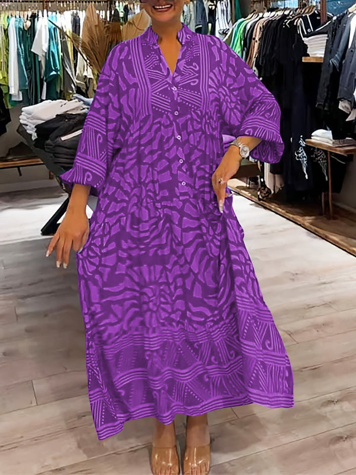 Solenya™ | Printed V-Neck Dress