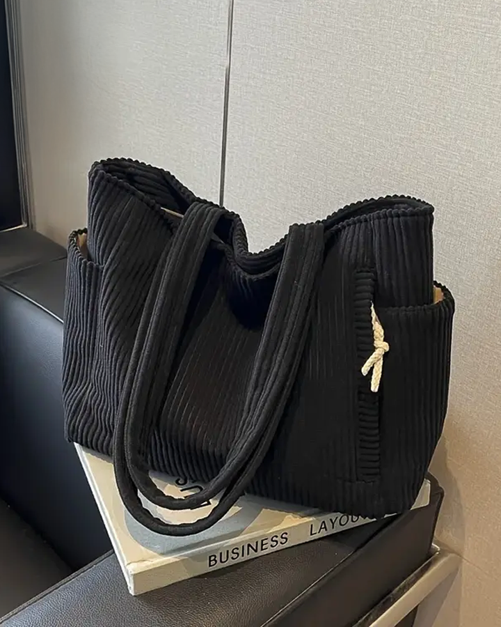 Serafina™ – Ribbed Tote Bag with Cord Detail