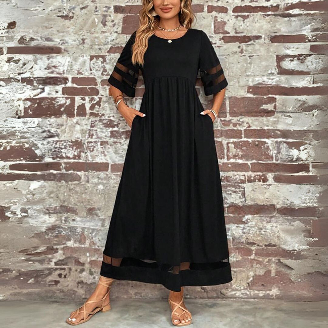 Helena™ | Mesh Panel Midi Dress