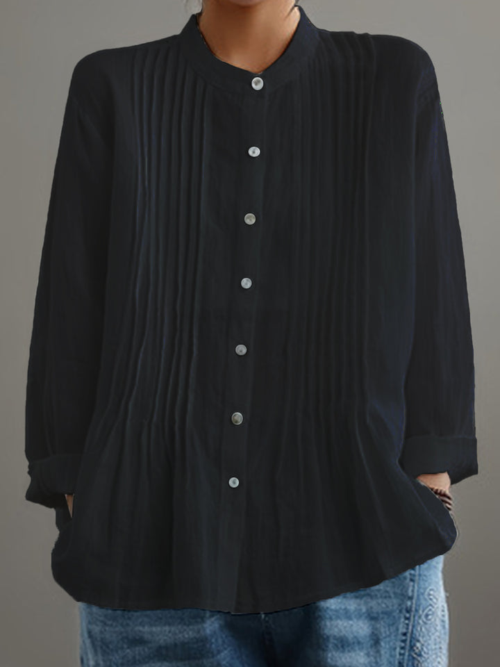 Elowen™ | Timeless Pleated Linen Shirt